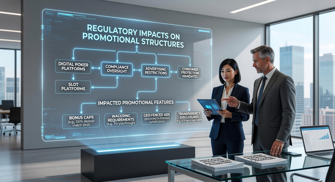 Regulatory documents and compliance checklists displayed alongside digital poker table and slot machine interfaces