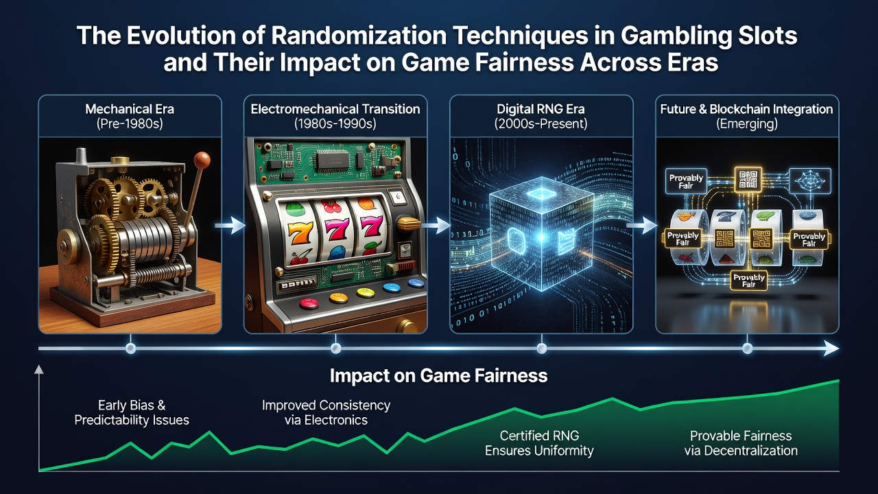 Modern digital slot interface with certification badges and fairness audit graphics displayed on screen
