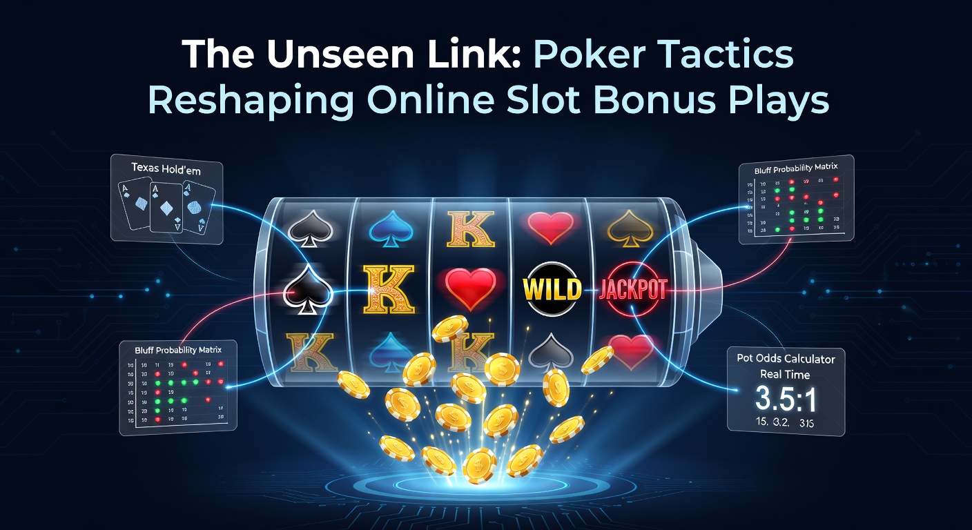 Digital illustration showing poker chips morphing into slot reels during a bonus spin, symbolizing tactical crossover in online gaming